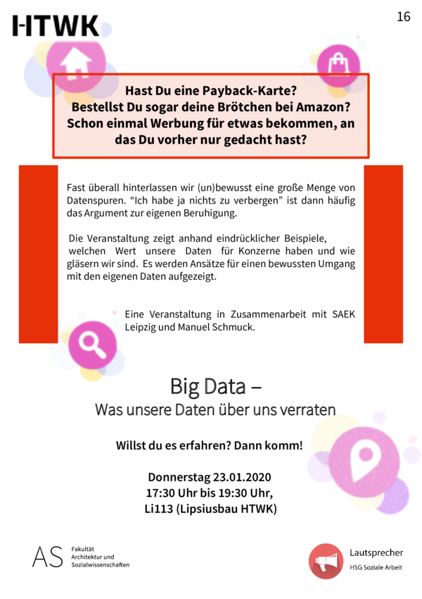 Plakat zur Veranstaltung Zwischentöne zum Thema Big Data