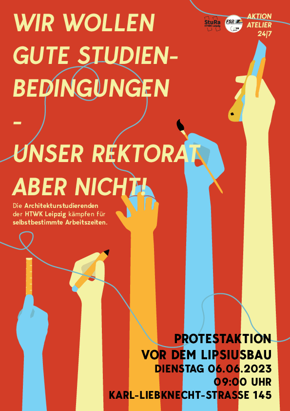 Plakat der Arbeitsgruppe Aktion 24/7 der Architekturstudierenden an der HTWK Leipzig