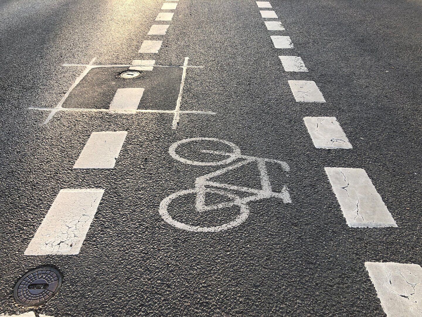 Öfter mal das Rad nehmen! (Foto: HTWK Leipzig) Radfahrstreifen mit Radsymbol auf Straße